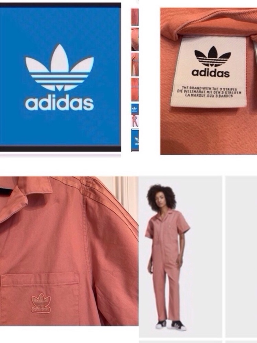 Like new 💖Adidas Originals Unisex Boiler Jumpsuit, Cotton, Size M, Ash Pink